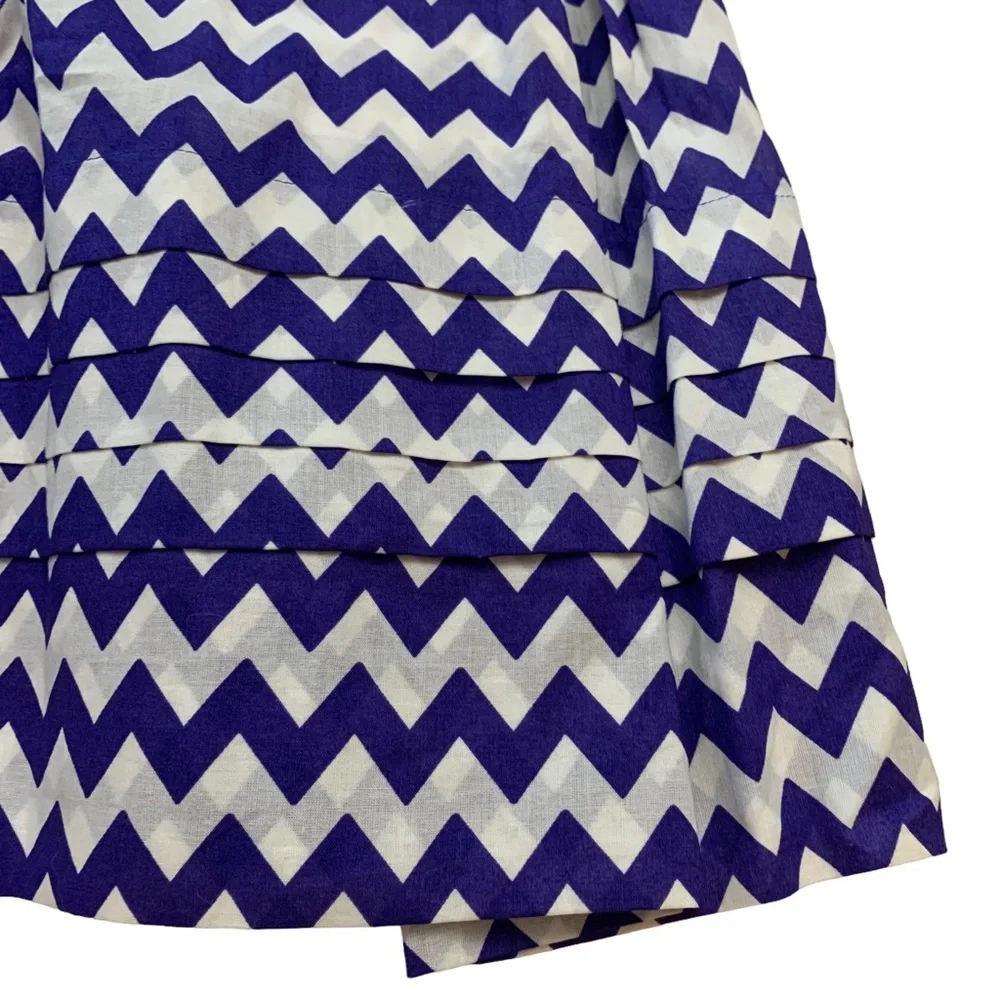 Kate Spade Blue White Chevron Print Elastic Waist Skirt
